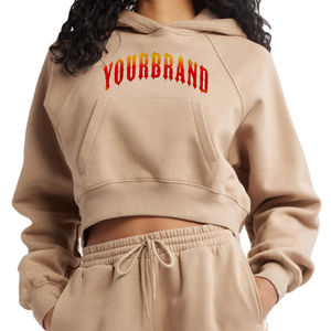 Sudadera con Capucha Extra Grande de Alta Calidad con Diseño de Logotipo Personalizado OEM, Mangas Largas Raglán, Bolsillos Tipo Canguro, Estilo Crop, Bordado 3D - Product Image 1