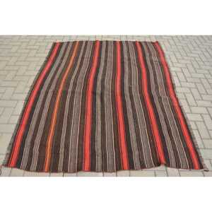 พรมคิลิมขนาด 6.7x5.3 ฟุต พรมวินเทจตุรกี พรมลายปะติดสีน้ำตาลแดง - Product Image 3