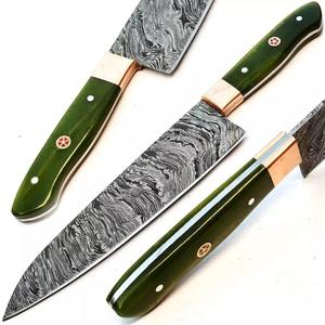 Cuchillo de chef de acero de Damasco ecológico hecho a mano con mango de palisandro, hoja afilada para cortar frutas y verduras - Product Image 6