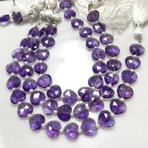 Venta al por mayor 10MM Natural púrpura amatista facetado corazón forma Briolette cuentas Vertical taladro-Cuentas de piedra - Product Image 1