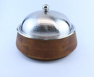 Hotpot de Metal árabe con Base de madera, cazuela de lujo hecha a mano de la mejor calidad, forma redonda, mesa, cocina, uso de calentamiento de alimentos - Product Image 4