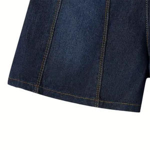 Custom New <b>High</b> Quality 100% Cotton Dark Blue Denim,<b>High</b>-<b>Waisted</b>, Elastic Casual Style, Straight style <b>Shorts</b> For Women's - Product Image 5