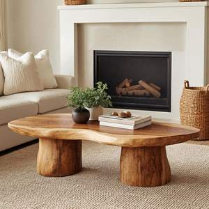 Table basse en bois polie à la main pour une décoration intérieure sophistiquée, avec une surface raffinée et une beauté naturelle - Product Image 2