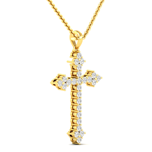 Newly Designed Men's 0.91Ct Moissanite Vintage Rose Yellow <b>White</b> <b>Gold</b> Plated <b>Cross</b> Pendant Claw Setting-Fashionable 925 Sterling - Product Image 1