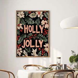 Prix d'usine moderne Holly Jolly Wreath HD Print Premium Canvas Wood Frame Decor - Product Image 2