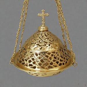 MessiahMist DivineFume Celestial Aura colgante quemador de incienso de latón incensario de acabado antiguo para rituales de iglesia y adoración sagrada - Product Image 1