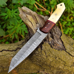 Cuchillo de Supervivencia Hecho a Mano de Acero de Damasco, Cuchillo de Supervivencia para Exteriores, Espiga Completa con Mango de Madera Dura Cómodo - Product Image 4