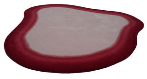 Tapis d'intérieur en laine 100% écologique, forme organique, fait main, touffeté, rose et marron, style moderne, poils moyens, pour la décoration du salon - Product Image 5