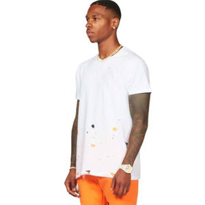 Ensemble t-shirt blanc et pantalon orange pour homme, en coton mélangé, tenue décontractée streetwear, vêtements personnalisés avec logo imprimé - Product Image 6