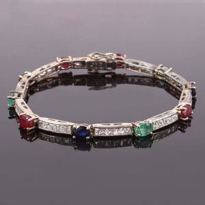 Semi Precious Multi Stone <b>Bracelet</b> <b>Solid</b> Sterling <b>Silver</b> Celtic Design Celtic Stone Size 6X4mm Bulk Product Handmade - Product Image 1