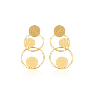 Boucles d'oreilles clous au design martelé, en laiton plaqué or jaune, magnifiques, pour femmes, fournisseur de bijoux, vente en gros - Product Image 1