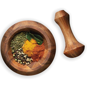 Utensilios de cocina tradicionales Mortero y Maja de madera Suministro al por mayor de herramientas de cocina Griding Mortero y Maja de hierbas - Product Image 4