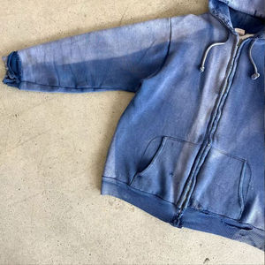 2025 sudaderas con capucha Vintage de peso pesado personalizadas para hombres Sudadera con capucha de gofres desgastados para hombres ropa de calle Boxy Zip up Basics Hoodie - Product Image 4