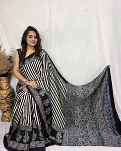 Belle Mousseline Imprimé Saree Indien & Pakistanais Vêtements pour Festive & Casual Winter Wear pour les Occasions de Fête-Vente à l'exportation - Product Image 3