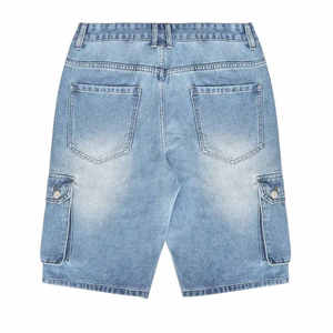 กางเกงยีนส์ขาสั้นผู้ชายสไตล์วินเทจ ล้างสี ผ้าฝ้ายลำลอง สกรีนโลโก้ได้ รับผลิตแบบ OEM ODM - Product Image 5