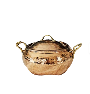 หม้อจานทองแดงบริสุทธิ์มีด้ามจับหุ้มฉนวนกันความร้อนดีไซน์ลายนูนเคลือบเงา - Product Image 5