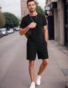 Ensemble de vêtements de sport d'été 2 pièces pour hommes-T-shirt et short assortis pour l'entraînement sportif-Tenue quotidienne décontractée - Product Image 4