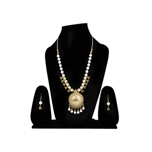 Joyería de Boda con Diseño de Sol Redondo Dorado Oxidado Blanco, con una Perla como Piedra Principal y un Material de Aleación - Product Image 2