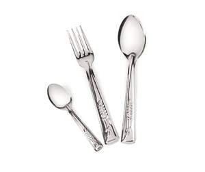 Ensemble de couverts 3 pièces en acier inoxydable écologique, poli miroir, comprenant cuillère, fourchette et cuillère à café, avec motif blé en relief - Product Image 1