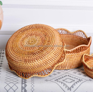 Space Saving Eco-friendly Durable Rattan Serving <b>Tray</b> Wholesale Household Decorative Storage Basket Handwoven Vietnam Multi - Product Image 2