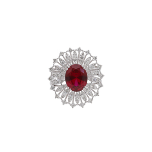 14K <b>Gold</b> Natural Diamond Filigree <b>Cocktail</b> <b>Ring</b> Intricate Classic Halo Design Rhodium Plated Filled Diamonds Luxurious Look - Product Image 1