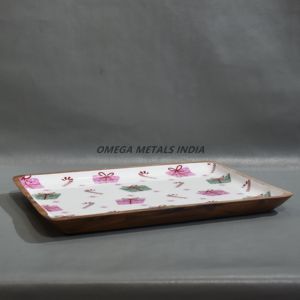 Venta al por mayor de fábrica Bandejas de madera de mango hechas a mano con patrón de grano elegante Ideal para cocina comedor y uso decorativo - Product Image 3