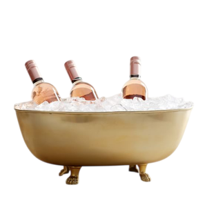 Golden Metal <b>Ice</b> Bucket Round Insulated Champagne <b>Cooler</b> <b>for</b> Party Beverage Tub Elegant Design with Handle - Product Image 4