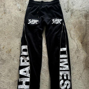 Pantalones con cremallera personalizados para hombre, pantalones acampanados de algodón pesado, holgados, de felpa francesa, para correr, diseño impreso lavado con ácido desteñido al sol - Product Image 1