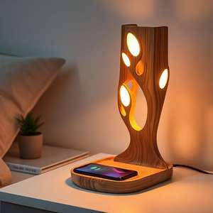 Artisanat en bois poli Lampe de table Horloge Boîtes Signes muraux à des fins décoratives - Product Image 5