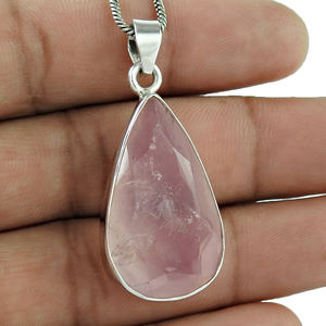 925สเตอร์ลิงเงินธรรมชาติโรสควอตซ์ตัดอัญมณีจี้คลาสสิกขายส่งเครื่องประดับที่ทำด้วยมือปรับรูปร่างได้ตามต้องการ - Product Image 5