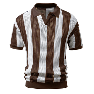 Polos de talla grande para hombre de la mejor calidad, camisetas polo de estilo jersey de malla personalizada con diseños de rayas, camisetas polo de estilo cuello completo a la venta - Product Image 1