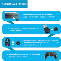 Adaptateur USB vers Dongle PS4, récepteur adaptateur audio USB pour mini microphone sans fil pour PlayStation PS4 et prise en charge A2DP HFP HSP