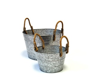 Grande jardinière ovale galvanisée pour la culture de fleurs saisonnières améliorant l'attrait des bordures de la maison, du jardin ou du porche - Product Image 2