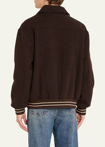 แจ็คเก็ตวาร์ซิตี้ผู้ชายแบบสั่งทำพิเศษ ทรงหลวม ปกติ ไซส์มาตรฐาน ผ้าคอตตอนเนื้อหนา/เคลือบหนัง ปักโลโก้ด้านหน้า คอตั้ง - Product Image 2