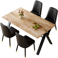 Vente en gros de meubles de chambre en placage pour la maison ou l'hôtel Ensemble de table à manger design moderne avec dessus en MDF et pieds en métal