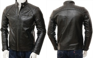 แจ็คเก็ตบอมเบอร์คุณภาพสูงสำหรับผู้ชายเสื้อแจ็คเก็ตบอมเบอร์คอปกหนังแกะแท้ดีไซน์ใหม่ล่าสุด - Product Image 4