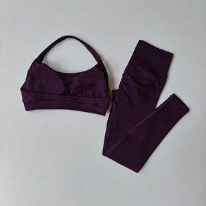 Leggings deportivos de cintura alta sin costuras Hornet, conjunto de sujetador con parte superior corta en la espalda hermosa para entrenamiento de Yoga para mujer, Fitness, gimnasio, trabajo, melocotón - Product Image 4