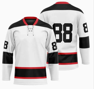 Maillots de hockey sur glace sublimation personnalisée broderie 3D respirant antibactérien couleur personnalisée OEM équipe imprimé vêtements en polyester - Product Image 2