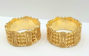 ชุดเครื่องประดับกำไลข้อมือ2ชิ้นที่หรูหราของผู้หญิงชุบทอง24KT - Product Image 5