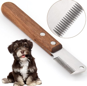 Cuchillo pelador profesional para perros para el cuidado de mascotas Border Terrier con mango de madera Todo tipo de cuchillos peladores están disponibles - Product Image 1