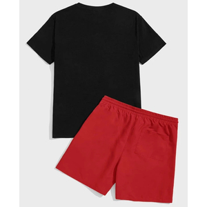 Vêtements de sport sur mesure pour hommes de grande taille costumes d'été à la mode deux pièces T-shirt en coton et ensembles + courts - Product Image 6