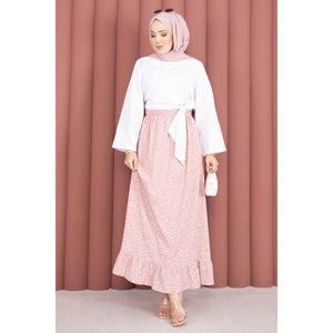 Mini Floral Print A-Line Pencil <b>Skirt</b> Powder Pink Chiffon Fabric Breathable Soft <b>Elastic</b> Waistband Short Sequined Digital Prints - Product Image 4