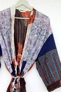 Kimono Robe Bata de seda Estilo vintage Bata de seda para mujer - Product Image 5