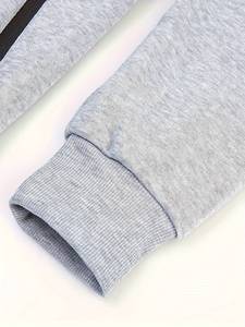 Men's Gray Hooded <b>Zip</b>-Up Sweatshirt Regular Fit Solid Color With <b>Pockets</b> Casual Autumn Wear <b>Hoodie</b> - Product Image 4