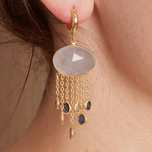 925 Sterling Silver Aquamarine Blue Topaz Gemstone Drop Boucles d'oreilles Esthétique Partywear Dangly BIJOUX Cadeau pour elle - Product Image 4
