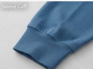 Camiseta de Manga Larga para Hombre, Cuello Redondo, Azul Liso, Corte Holgado, Informal, de Lana, 100% Algodón, Ecológica y Transpirable - Product Image 3