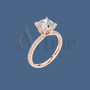 Bague design antique en or 14K avec bijoux en diamant sculptés de fleurs - Product Image 1