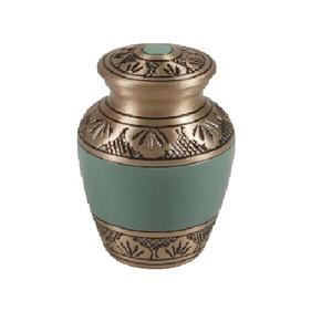 Urnes funéraires en laiton de haute qualité avec gravure en noir doré et couleur verte finie pour les cendres humaines-Fourniture funéraire - Product Image 2
