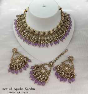INDIAN TRADITIONAL and FASHIONABLE <b>COPPER</b> JEWELLERY BRIDAL WEDDING JEWELLERY SET for WOMEN EARRINGS and <b>NECKLACE</b> SET - Product Image 6