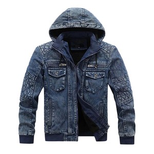 Veste en jean denim de haute qualité à double couture sans couture et apparence de marque Blouson bombardier uni respirant et délavé à l'acide - Product Image 4